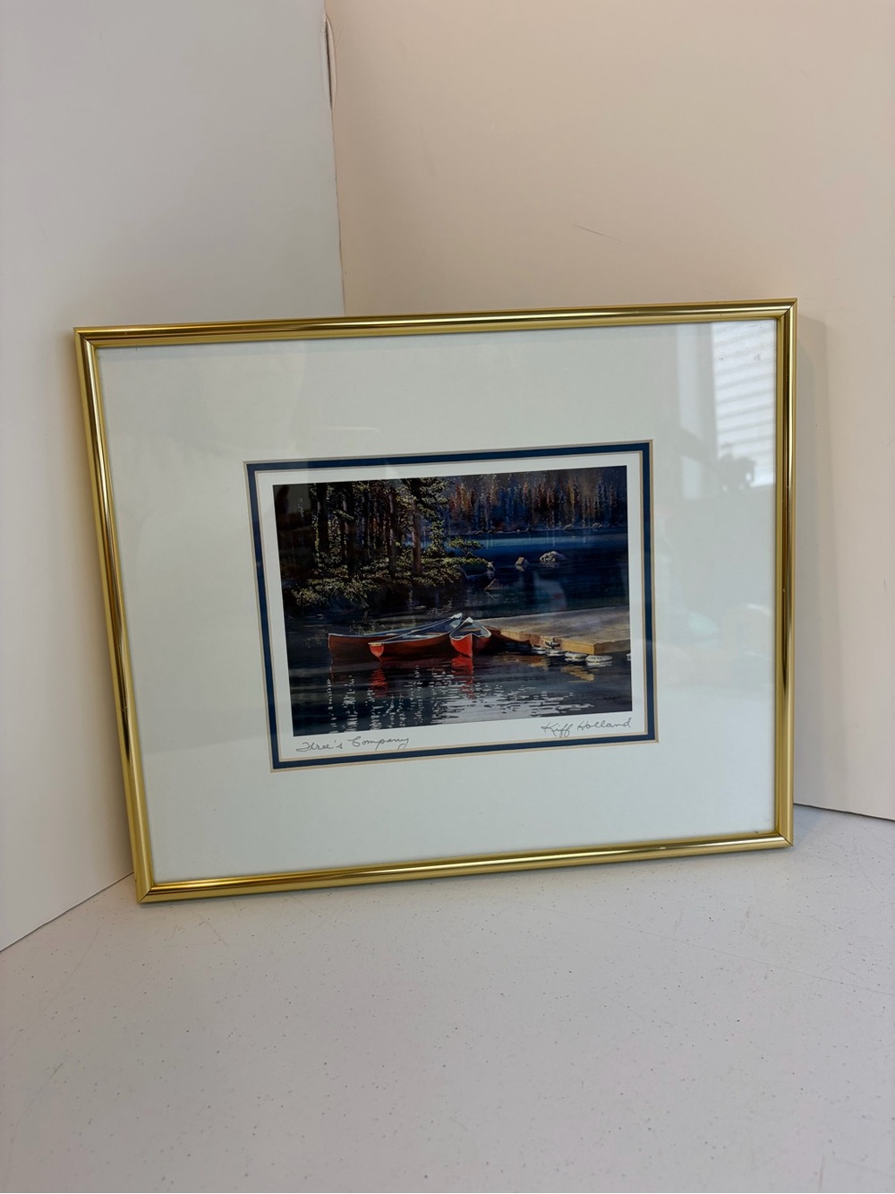 Kiff Holland Threes Company Canoe Vancouver Island Framed Art Print Signed cabin